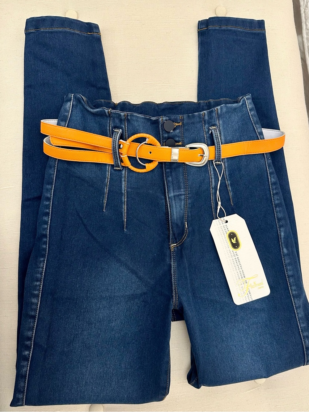 FAZINED Colombian buttlifting tummy control skinny Dark Wash Blue Jean Sz 7